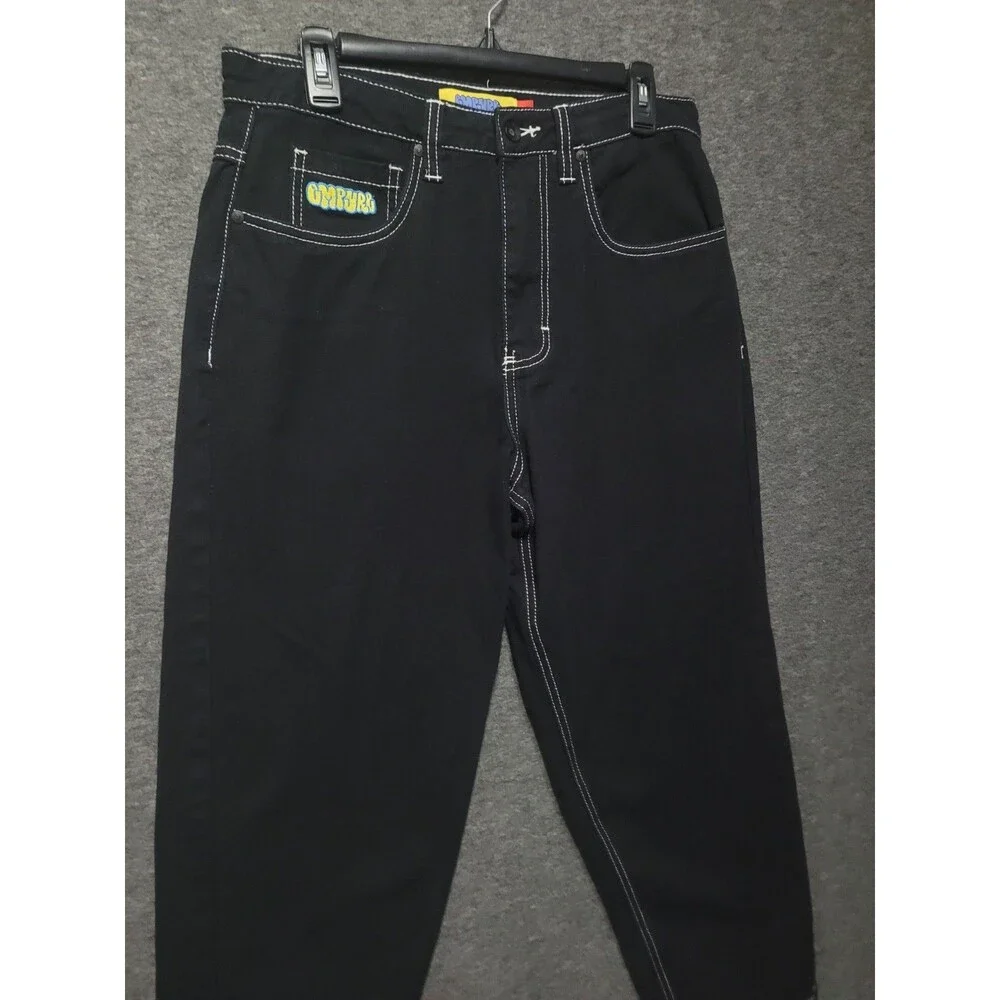 Empyre size 30 denim jeans black zip pockets tapered baggy